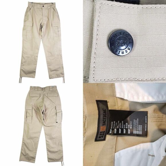 5.11 Cargo Pants Tactical Men’s Size Medium M Tan Khaki Ripstop Straight Leg - Picture 1 of 9